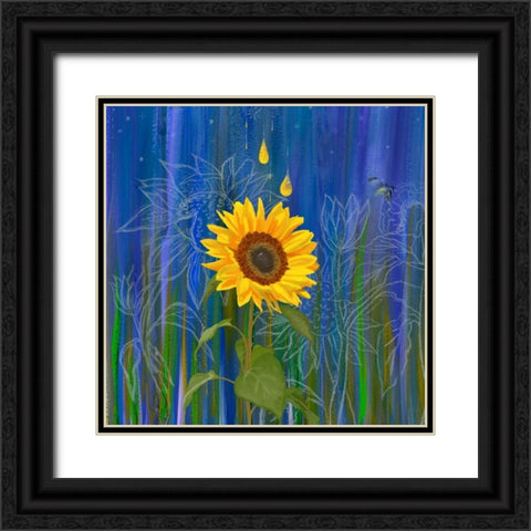 Sunflower Black Ornate Wood Framed Art Print with Double Matting by Longfellow Designs
