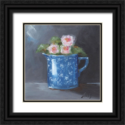 Blue Calico Black Ornate Wood Framed Art Print with Double Matting by Strong, Molly Susan