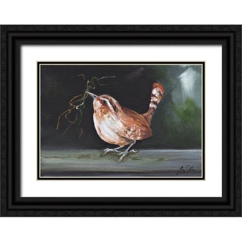 Wren Black Ornate Wood Framed Art Print with Double Matting by Strong, Molly Susan