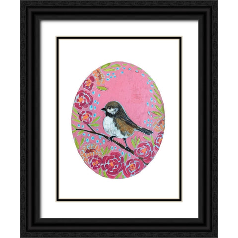 Chickadee Black Ornate Wood Framed Art Print with Double Matting by Rupp, Mariah
