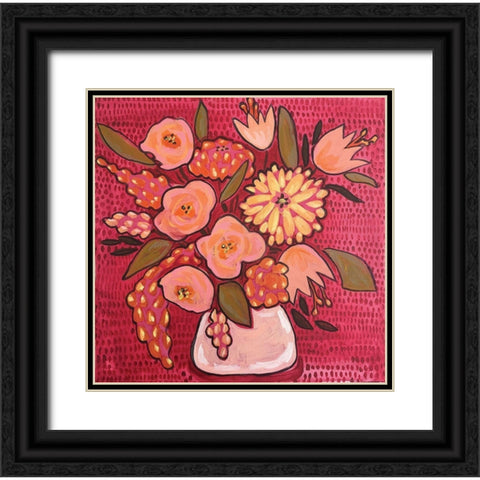 Raspberry Floral Black Ornate Wood Framed Art Print with Double Matting by Rupp, Mariah