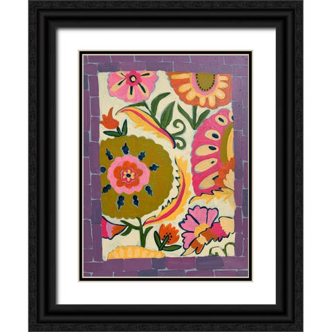 Purple Floral Black Ornate Wood Framed Art Print with Double Matting by Rupp, Mariah