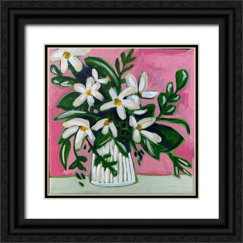 Floral on Pink II Black Ornate Wood Framed Art Print with Double Matting by Rupp, Mariah