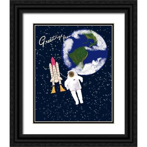 Greetings Black Ornate Wood Framed Art Print with Double Matting by Singleton, Ashley