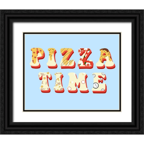 Pizza Time Black Ornate Wood Framed Art Print with Double Matting by Singleton, Ashley