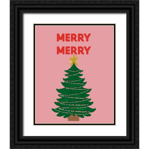 Merry Merry Black Ornate Wood Framed Art Print with Double Matting by Singleton, Ashley