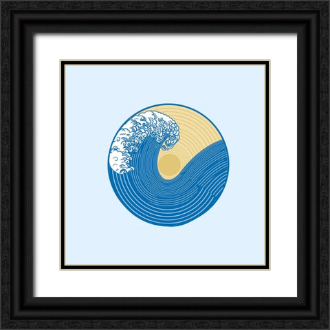 Wave Black Ornate Wood Framed Art Print with Double Matting by Singleton, Ashley