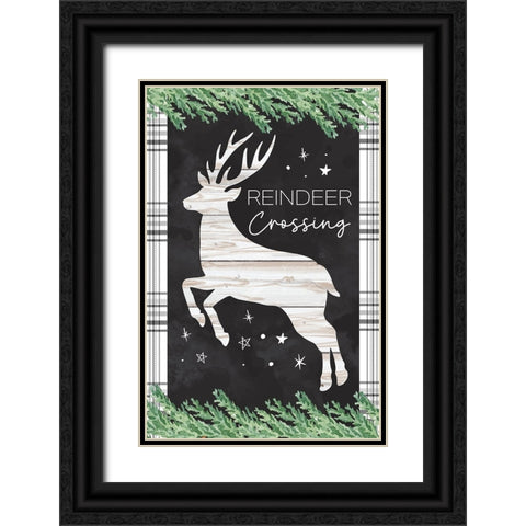 Reindeer Crossing Black Ornate Wood Framed Art Print with Double Matting by ND Art