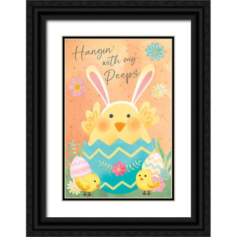Peeps Black Ornate Wood Framed Art Print with Double Matting by ND Art