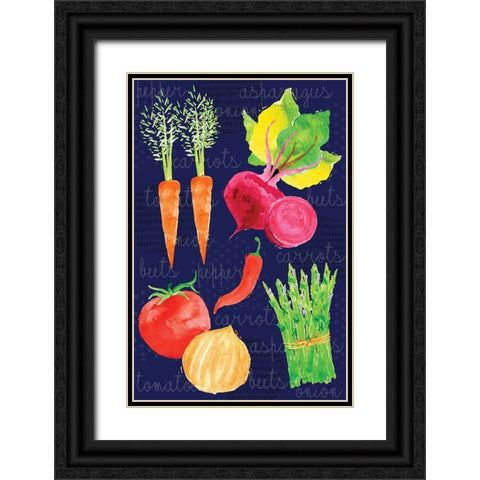 Kitchen Veggies I Black Ornate Wood Framed Art Print with Double Matting by ND Art