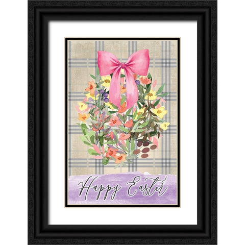 Happy Easter Black Ornate Wood Framed Art Print with Double Matting by ND Art