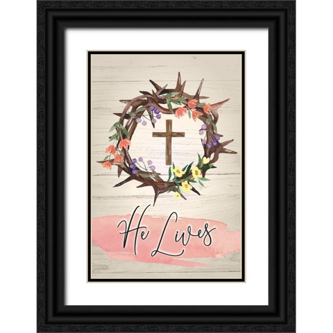 He Lives Black Ornate Wood Framed Art Print with Double Matting by ND Art