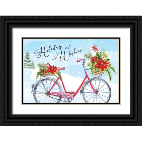 Holiday Wishes Black Ornate Wood Framed Art Print with Double Matting by ND Art