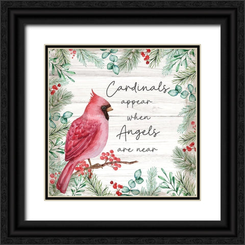 Cardinals Appear Black Ornate Wood Framed Art Print with Double Matting by ND Art
