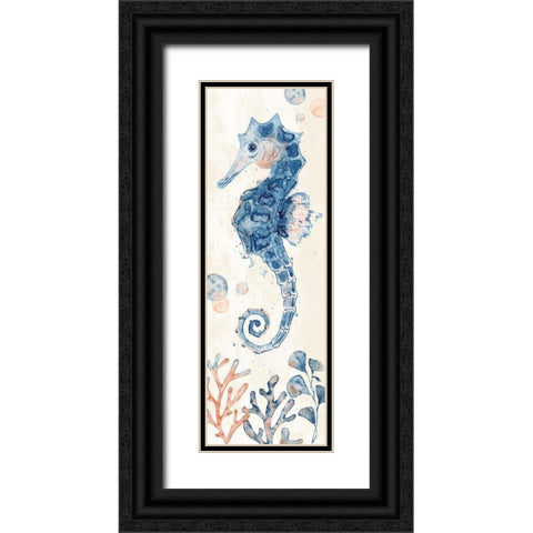 Seahorse Black Ornate Wood Framed Art Print with Double Matting by ND Art