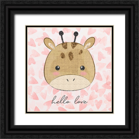 Baby Giraffe Black Ornate Wood Framed Art Print with Double Matting by ND Art