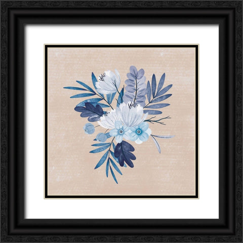 My Blue Floral II Black Ornate Wood Framed Art Print with Double Matting by ND Art