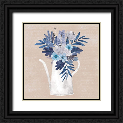 My Blue Floral III Black Ornate Wood Framed Art Print with Double Matting by ND Art