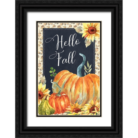 Hello Fall Black Ornate Wood Framed Art Print with Double Matting by ND Art