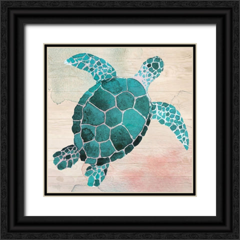 Sea Turtle Black Ornate Wood Framed Art Print with Double Matting by ND Art