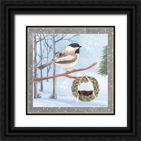 Chickadee Black Ornate Wood Framed Art Print with Double Matting by ND Art