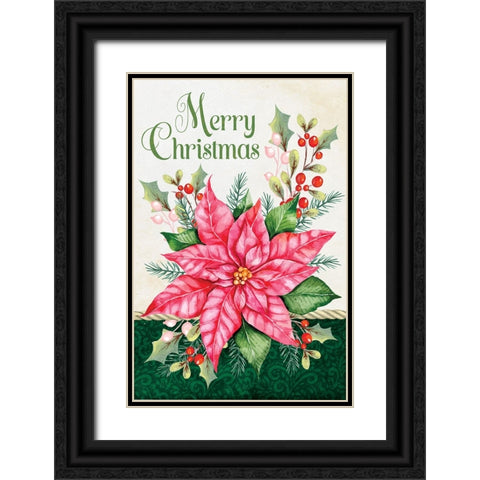 Merry Christmas Black Ornate Wood Framed Art Print with Double Matting by ND Art
