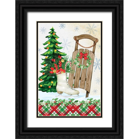 Sleigh Black Ornate Wood Framed Art Print with Double Matting by ND Art