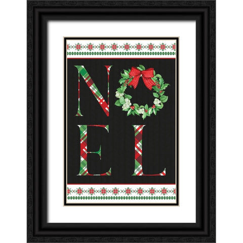 Noel Wreath Black Ornate Wood Framed Art Print with Double Matting by ND Art