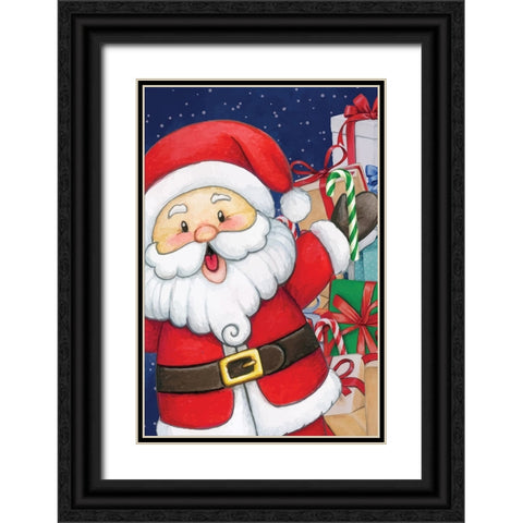 Santa Black Ornate Wood Framed Art Print with Double Matting by ND Art