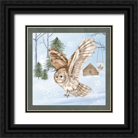 Snow Owl Black Ornate Wood Framed Art Print with Double Matting by ND Art