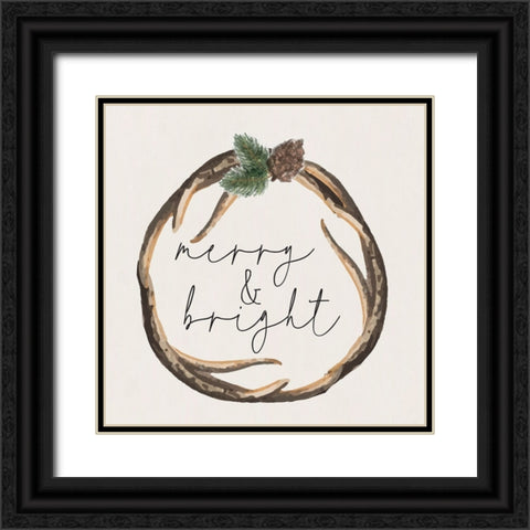 Merry and Bright Black Ornate Wood Framed Art Print with Double Matting by ND Art
