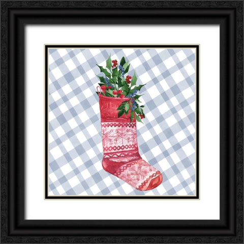 Stocking Black Ornate Wood Framed Art Print with Double Matting by ND Art
