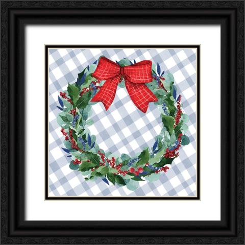 Wreath Black Ornate Wood Framed Art Print with Double Matting by ND Art