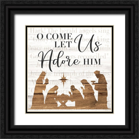 Let Us Adore Him Black Ornate Wood Framed Art Print with Double Matting by ND Art