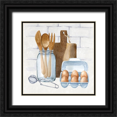 Kitchen Scene Black Ornate Wood Framed Art Print with Double Matting by ND Art