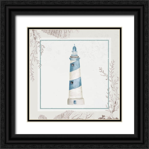 Lighthouse Black Ornate Wood Framed Art Print with Double Matting by ND Art