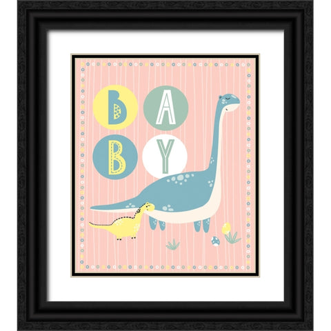 Baby Dino Black Ornate Wood Framed Art Print with Double Matting by ND Art