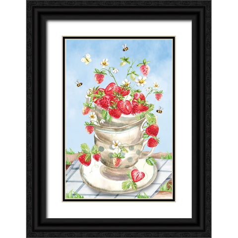 Strawberries Black Ornate Wood Framed Art Print with Double Matting by ND Art