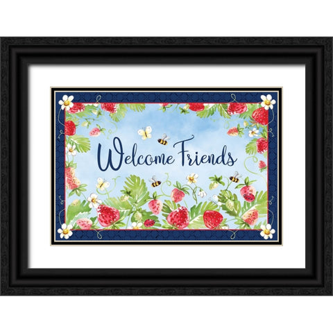 Welcome Friends Black Ornate Wood Framed Art Print with Double Matting by ND Art
