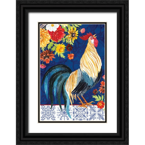 Rooster Black Ornate Wood Framed Art Print with Double Matting by ND Art