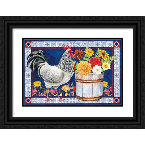 Rooster II Black Ornate Wood Framed Art Print with Double Matting by ND Art
