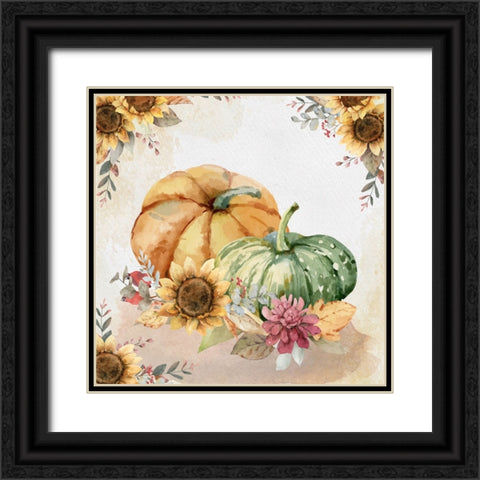 Harvest Pumpkins Black Ornate Wood Framed Art Print with Double Matting by ND Art