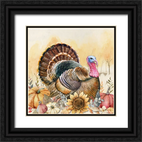 Harvest Turkey Black Ornate Wood Framed Art Print with Double Matting by ND Art