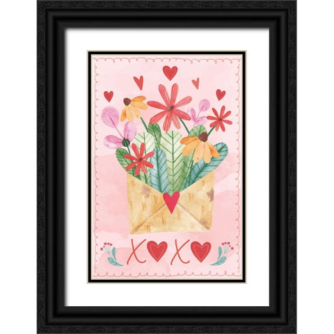 Valentine Bouquet Black Ornate Wood Framed Art Print with Double Matting by ND Art