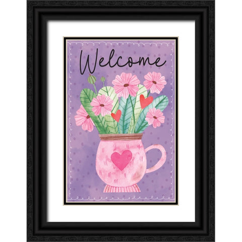 Welcome Flowers Black Ornate Wood Framed Art Print with Double Matting by ND Art