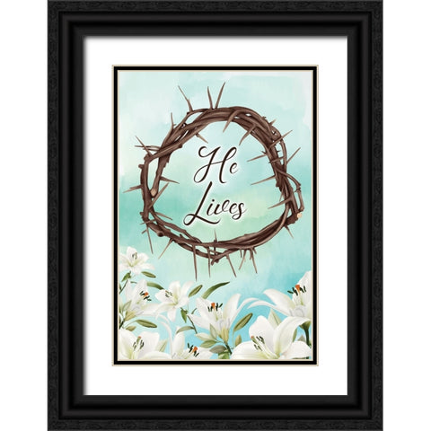 He Lives Black Ornate Wood Framed Art Print with Double Matting by ND Art