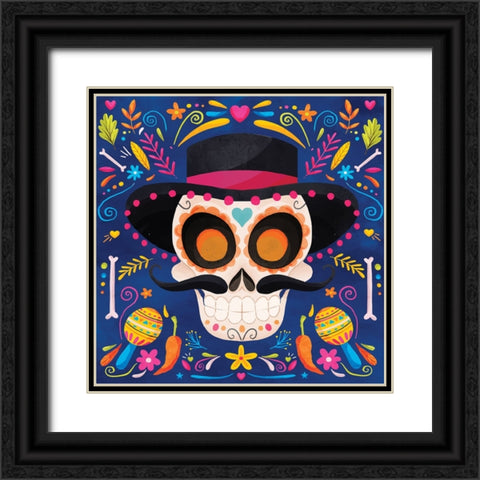 Day of the Dead II Black Ornate Wood Framed Art Print with Double Matting by ND Art