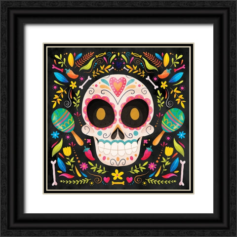 Day of the Dead IV Black Ornate Wood Framed Art Print with Double Matting by ND Art