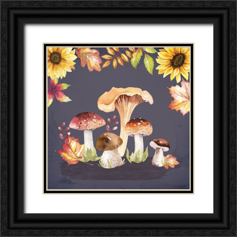 Mushrooms Black Ornate Wood Framed Art Print with Double Matting by ND Art
