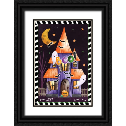 Haunted House Black Ornate Wood Framed Art Print with Double Matting by ND Art